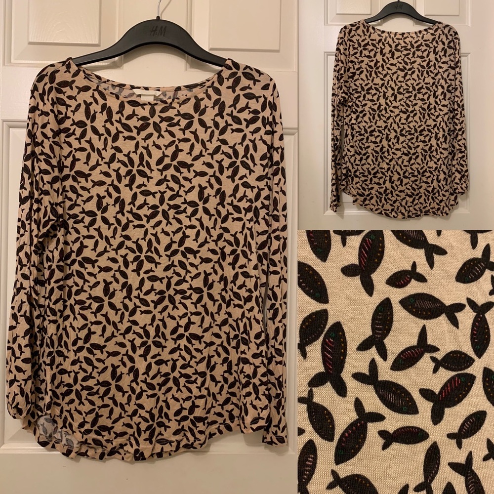 New H&M fish print long sleeve shirt